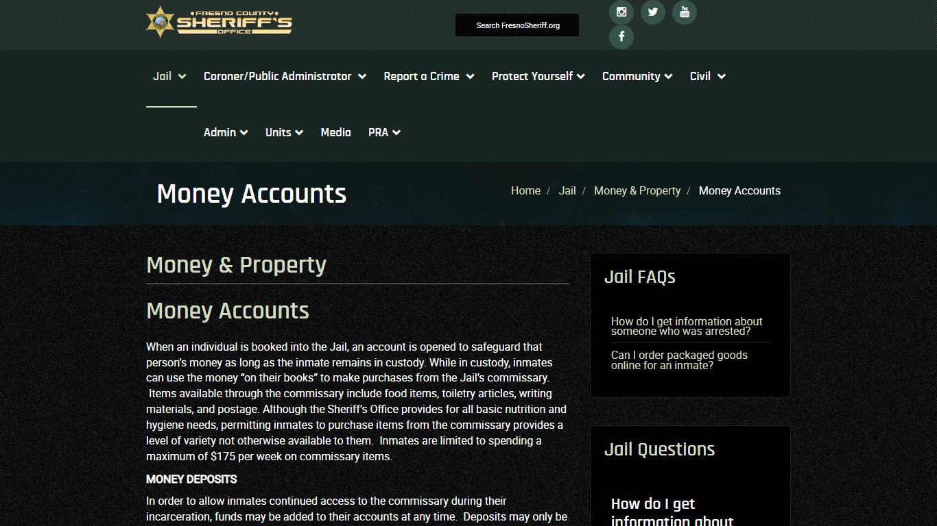 The Fresno County Sheriff-Coroner's Office - Money Accounts
